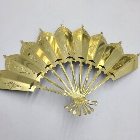 Vintage Homco Home Interiors Gifts 1176 Romantique Fans Brass Lot 4 Lucite Stand - Picture 5 of 11